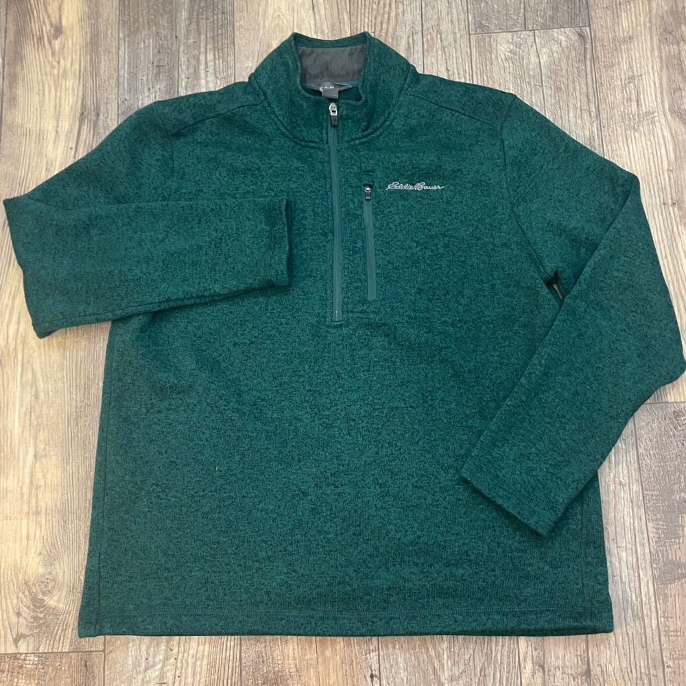 Eddie Bauer Men's Green Quarter Zip Fleece Pullover Sweater‎ XL - Picture 2 of 8